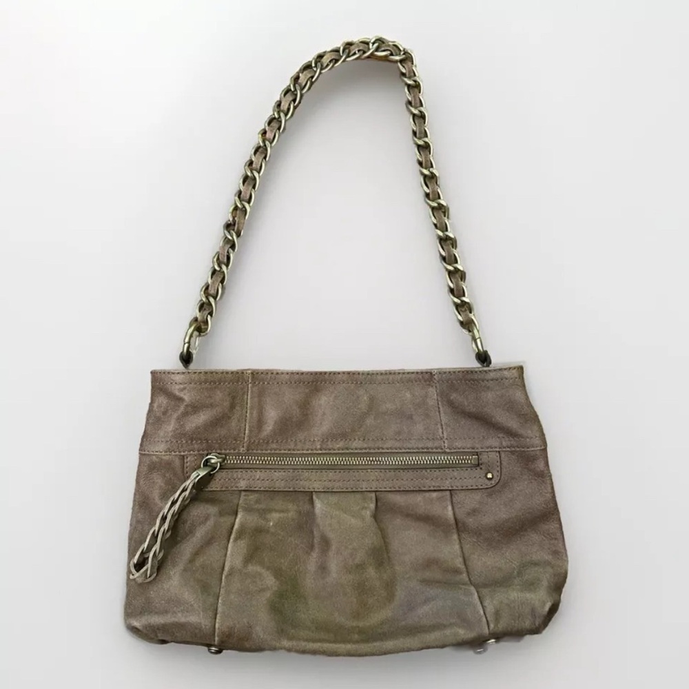 B. MAKOWSKY Leather Shoulder Bag Purse Heavy Chain Strap A221275